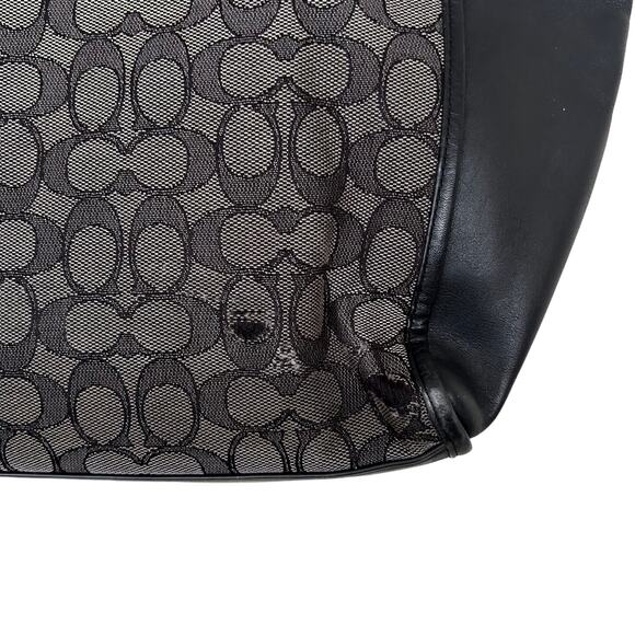 Coach Turnlock Signature Jacquard Monogram Black Gray Tote - Picture 6 of 12